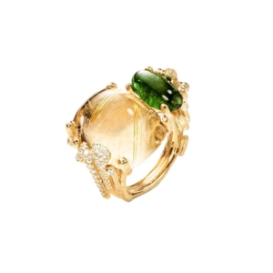 BoHo-Doppelring mit Pavébesatz